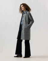 Balmacaan Coat in Grey/Sky Glen Plaid Harris Tweed - The Shoe Hive
