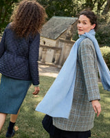 Balmacaan Coat in Grey/Sky Glen Plaid Harris Tweed - The Shoe Hive