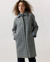 Balmacaan Coat in Grey/Sky Glen Plaid Harris Tweed - The Shoe Hive