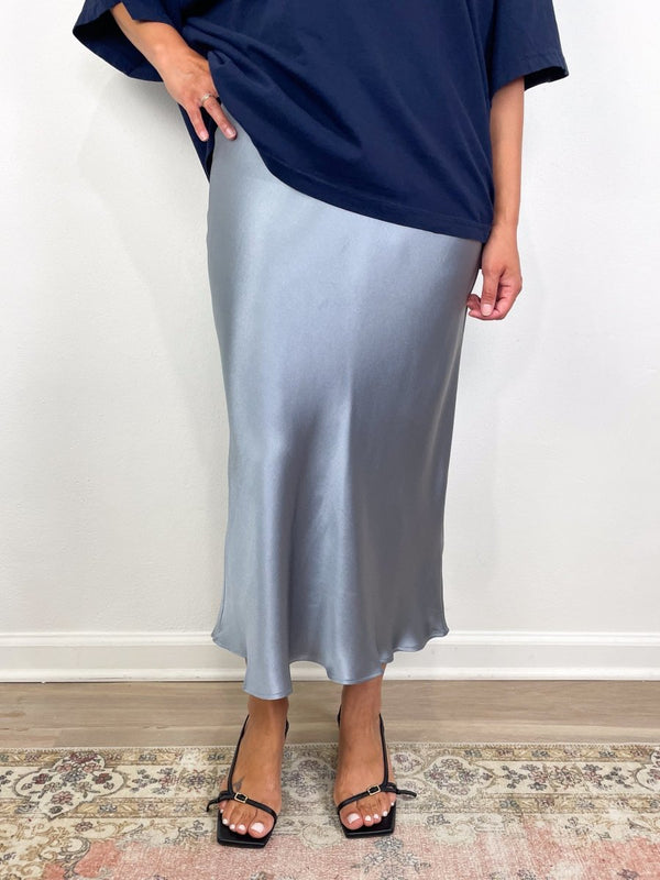 Bar Silk Skirt in Light Blue - The Shoe Hive