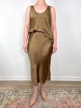 Bar Silk Skirt in Sepia - The Shoe Hive