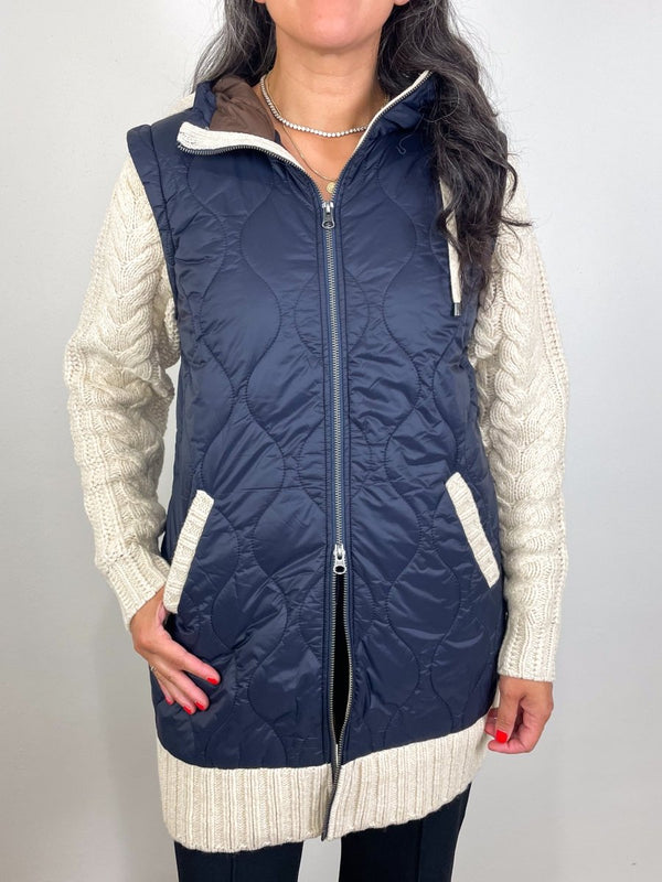Barrows Mixed Media Jacket in Navy/Heathered Sand - The Shoe Hive