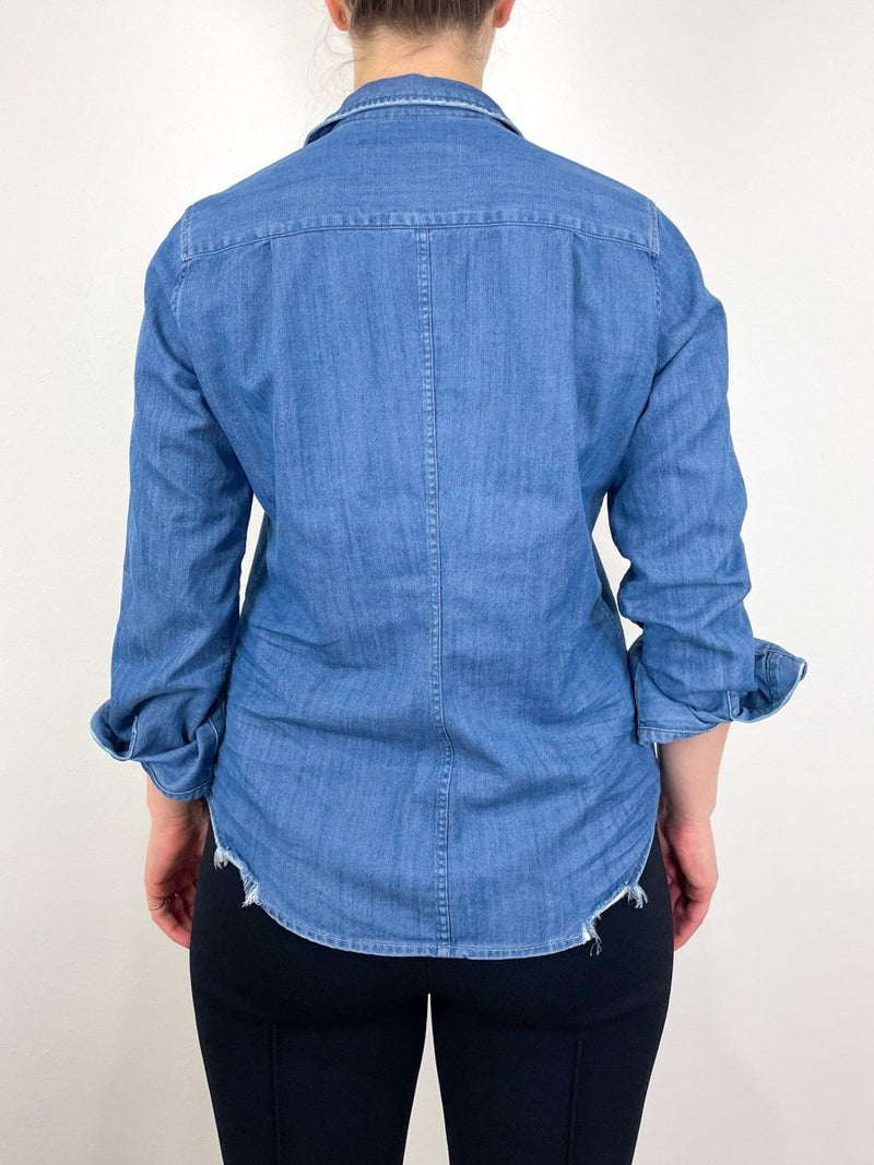 Barry Tailored Button Up Shirt in Vintage Stonewashed Indigo - The Shoe Hive