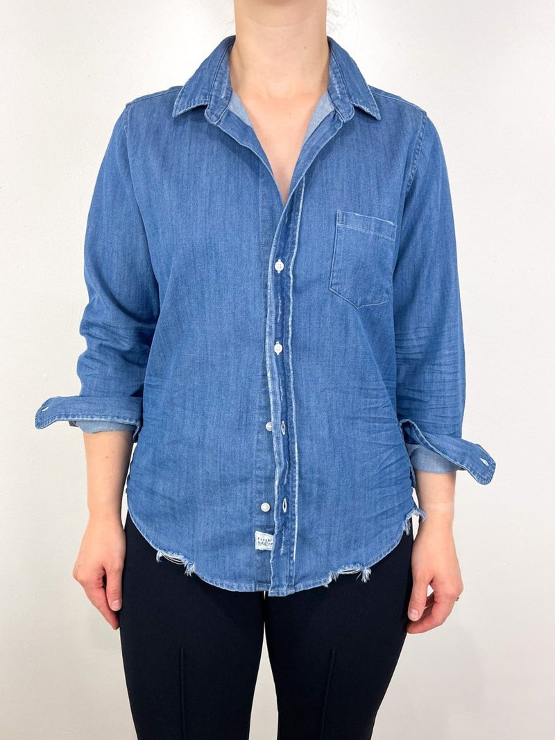 Barry Tailored Button Up Shirt in Vintage Stonewashed Indigo - The Shoe Hive