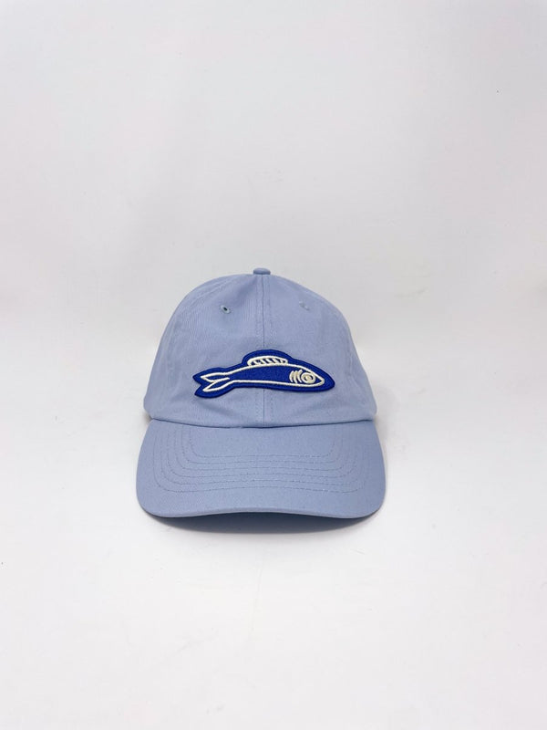 Baseball Hat in Baby Blue w/Cobalt Sardine Patch - The Shoe Hive