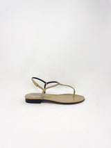 Cecilia T-Strap Sandal in Beige Patent