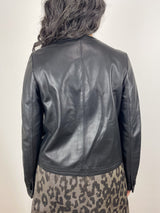 Megan Cardigan Jacket in Black Leather