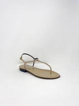Cecilia T-Strap Sandal in Beige Patent