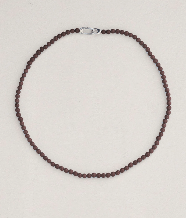 Beaded Collar Necklace in Silver Matte Garnet - The Shoe Hive