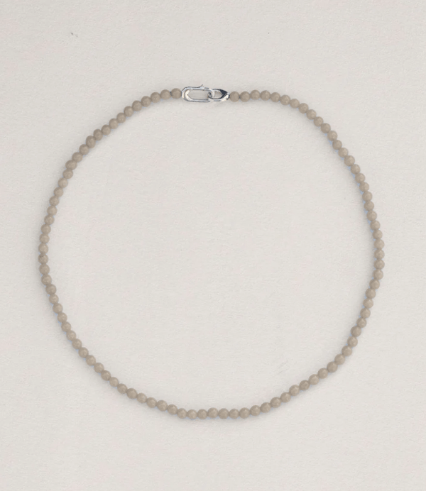 Beaded Collar Necklace in Silver Riverstone - The Shoe Hive