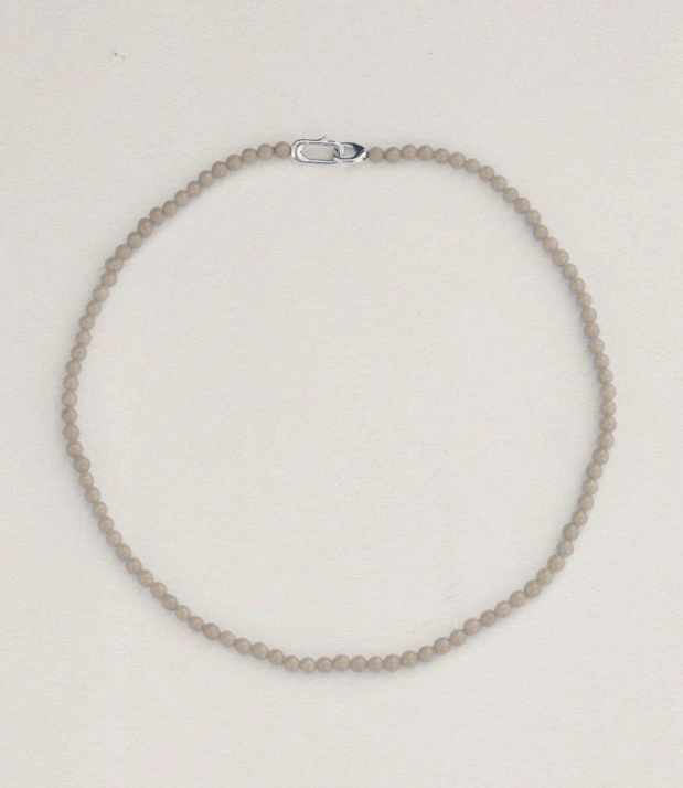 Beaded Collar Necklace in Silver Riverstone - The Shoe Hive
