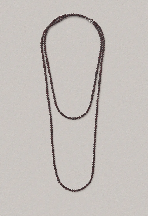 Beaded Necklace in Silver Matte Garnet - The Shoe Hive