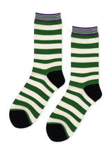 Beatrice Stripe Sheer Crew in Green - The Shoe Hive