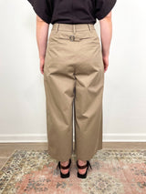 Bio Twill Triple Pleat Cropped Pant in Vintage Khaki - The Shoe Hive