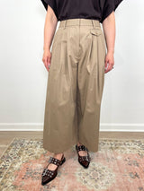 Bio Twill Triple Pleat Cropped Pant in Vintage Khaki - The Shoe Hive