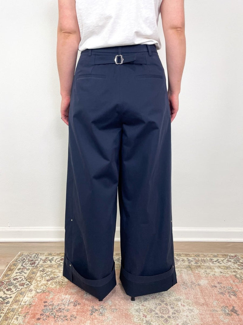 Bio Twill Triple Pleat Pant in Dark Navy - The Shoe Hive