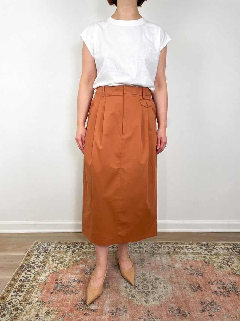 Bio Twill Triple Pleat Skirt in Yam - The Shoe Hive