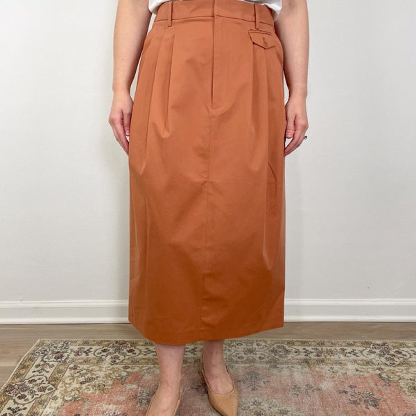 Bio Twill Triple Pleat Skirt in Yam exclusive at The Shoe Hive