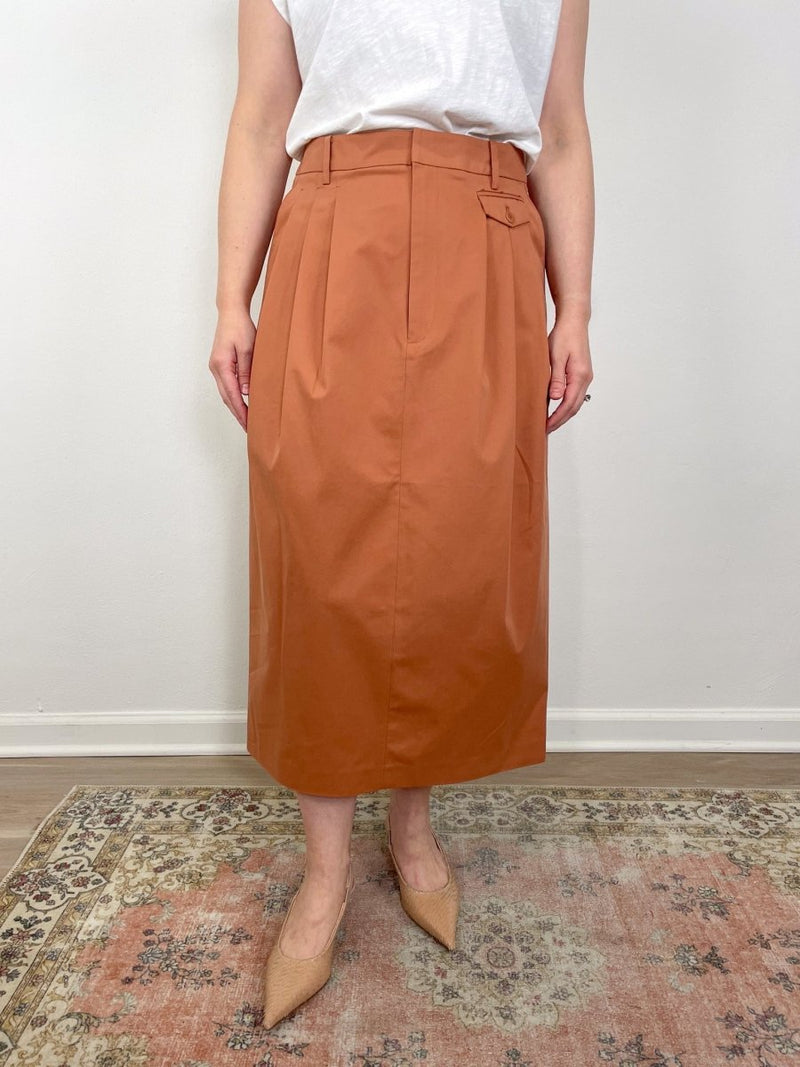 Bio Twill Triple Pleat Skirt in Yam - The Shoe Hive