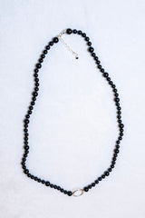 Black Agate Sunny Holder Necklace in Silver - The Shoe Hive