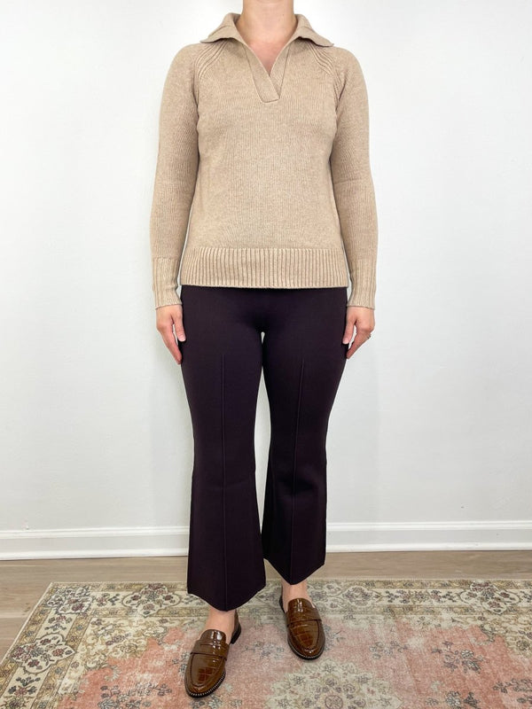 Blaire Johnny - Collar Jersey Sweater in Heather Oat Cashmere - The Shoe Hive