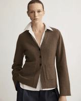 Bleeker Shaped Cardigan Wool Cashmere in Brownstone - The Shoe Hive