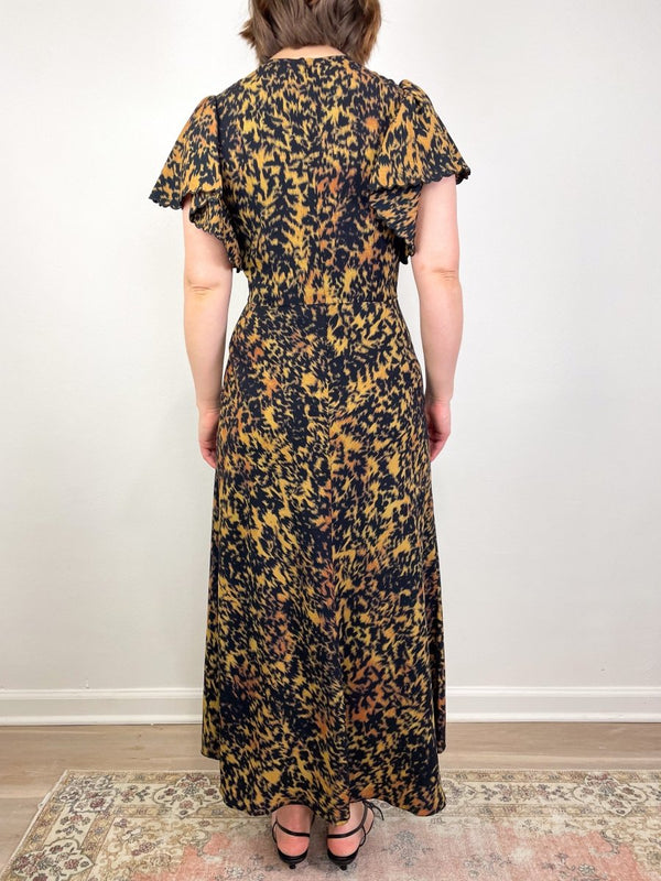 Blithe Flutter Sleeve Midi Dress in Savannah - The Shoe Hive