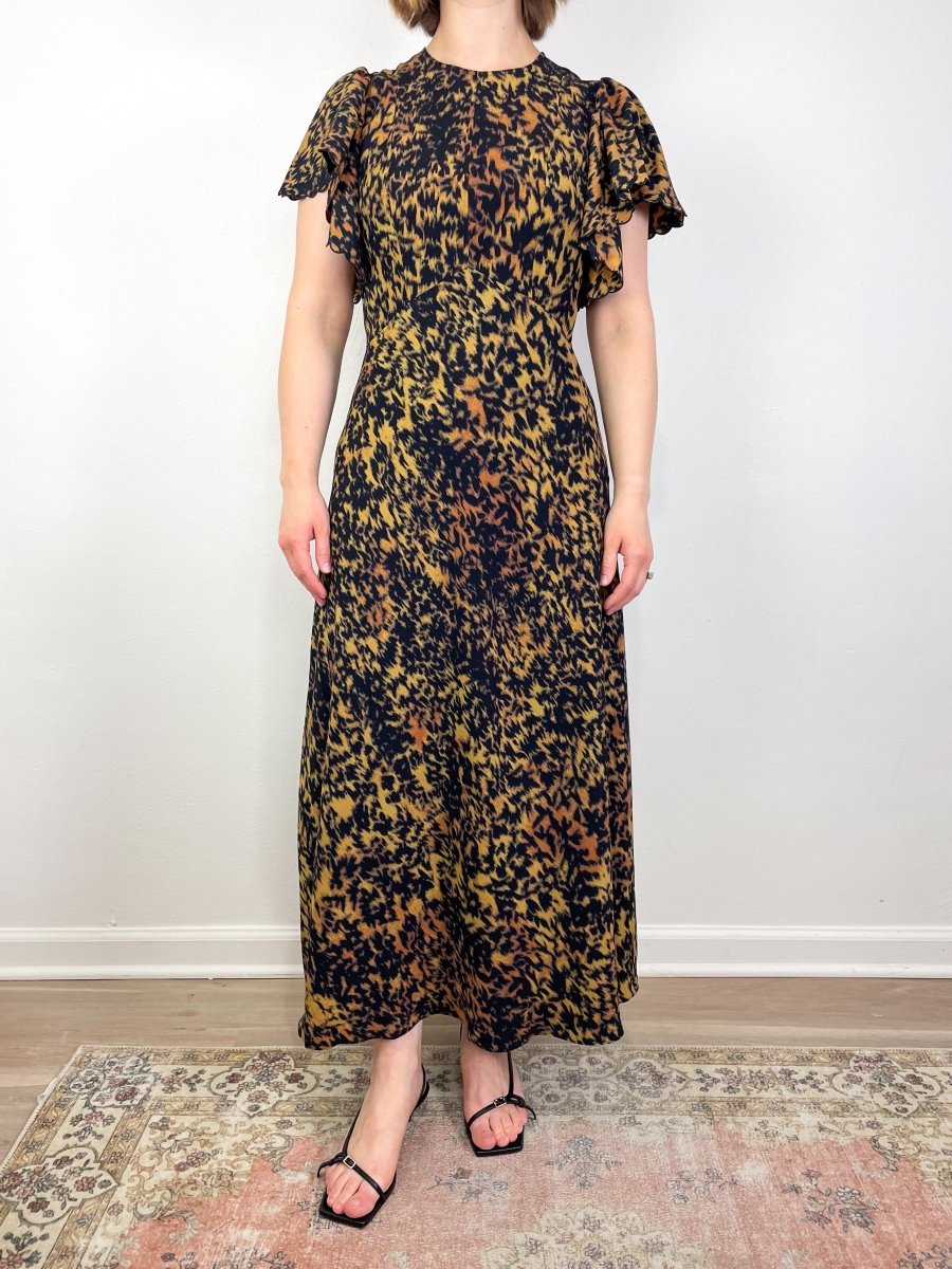 ULLA JOHNSON クレープ ミディワンピース ラッフル付き ULLA_JOHNSON_SolaraMaillot__NO