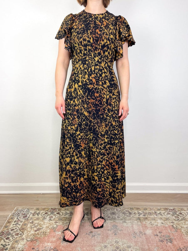 Blithe Flutter Sleeve Midi Dress in Savannah - The Shoe Hive