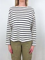 Boat Neck Long Sleeve in Chocolate Stripe - The Shoe Hive