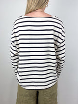 Boat Neck Long Sleeve in Chocolate Stripe - The Shoe Hive