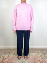 Boiled Wool Crewneck Easy Pullover in Pink - The Shoe Hive