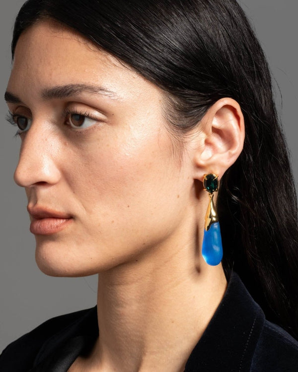 BonBon Crystal Small Teardrop Earring in Cerulean - The Shoe Hive