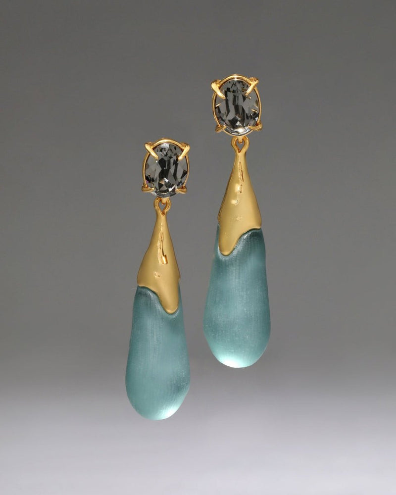 BonBon Crystal Small Teardrop Earring in Teal Blue - The Shoe Hive