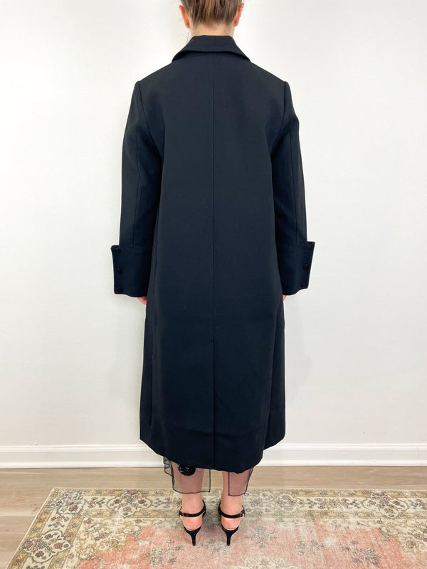 Bonded Crepe Coat in Black - The Shoe Hive