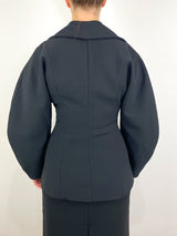 Bonded Crepe Curve Sleeve Jacket in Black - The Shoe Hive