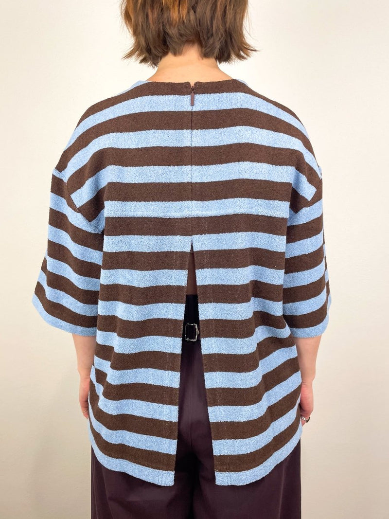 Bonded Dry Loop Terry Easy T in Brown/Blue Multi - The Shoe Hive
