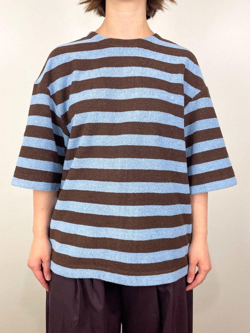 Bonded Dry Loop Terry Easy T in Brown/Blue Multi - The Shoe Hive