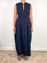 Bonded Twill Sleeveless Sculpted Dress in Navy - The Shoe Hive