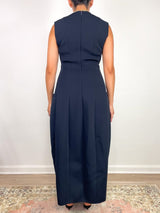 Bonded Twill Sleeveless Sculpted Dress in Navy - The Shoe Hive