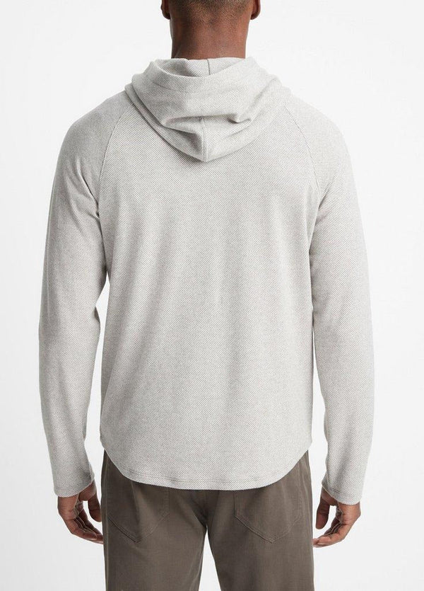 Broken Twill Pullover Hoodie in Heather Grey/Off White - The Shoe Hive