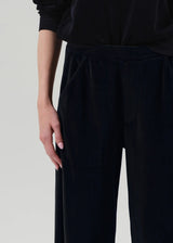 Brynn Drawstring Pant in Velour Dark Navy - The Shoe Hive
