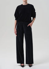 Brynn Drawstring Pant in Velour Dark Navy - The Shoe Hive