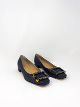 Buckle Shoe in Black Basketweave - The Shoe Hive