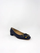 Buckle Shoe in Black Basketweave - The Shoe Hive