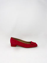 Buckle Shoe in Deep Red Suede - The Shoe Hive