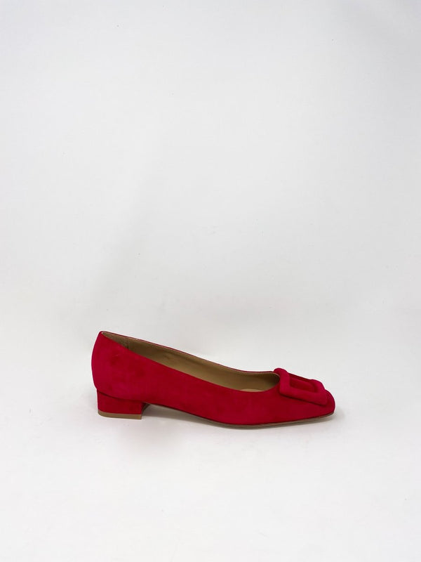 Buckle Shoe in Deep Red Suede - The Shoe Hive
