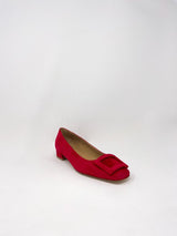 Buckle Shoe in Deep Red Suede - The Shoe Hive