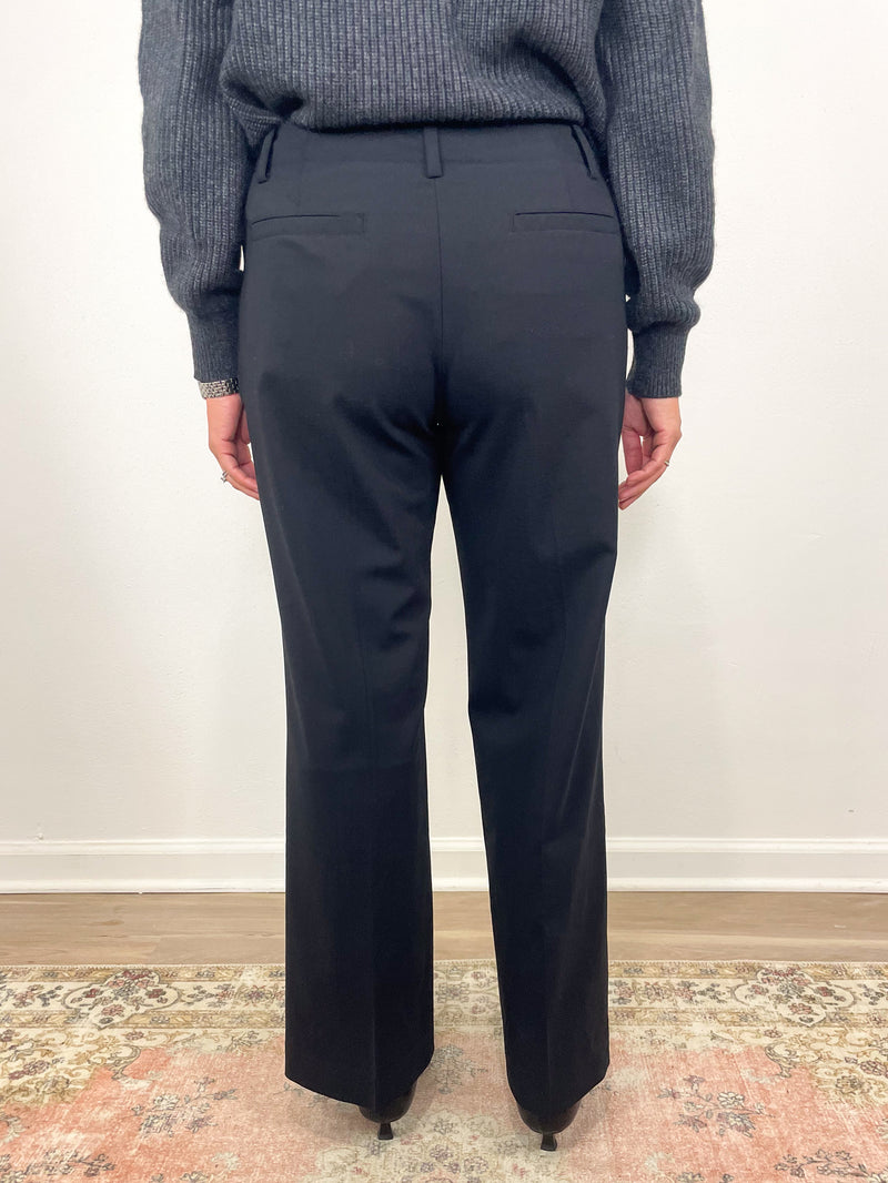 Frankie Cropped Pant in Black Bi-Stretch Tropical Wool