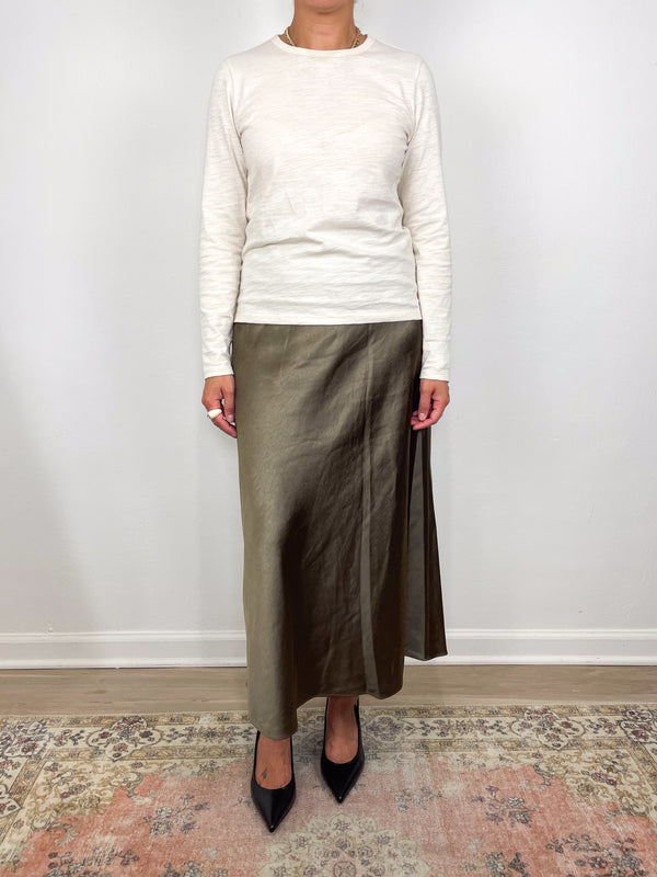L/S Crew Back Seam in Stone